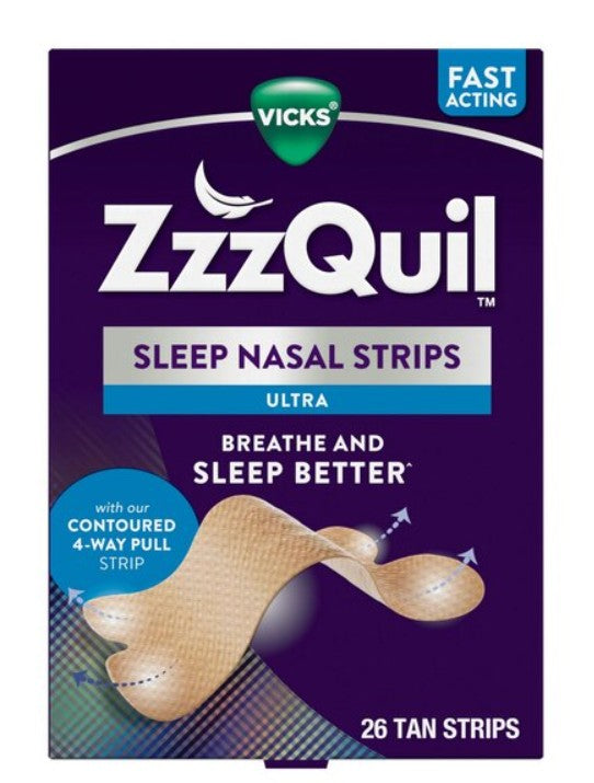 Vicks ZzzQuil Sleep Nasal Strips - Unscented, 26 Ct - Bellso